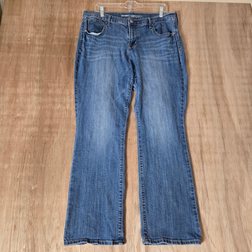 Old Navy Curvy Profile Mid Rise Bootcut Jeans Medium Wash Blue Womens 14 Est